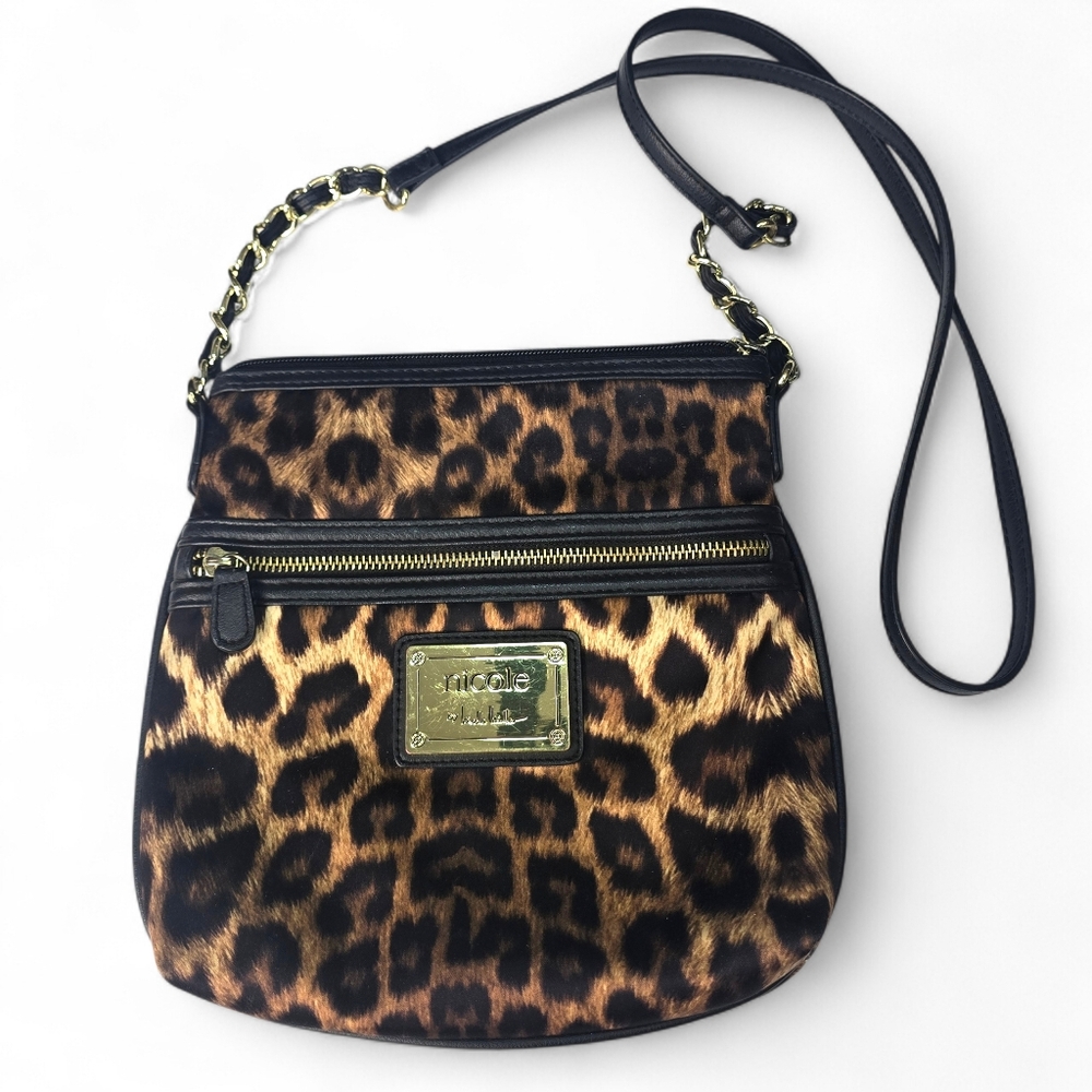 Nicole Miller Leopard Animal Print Crossbody Bag‎